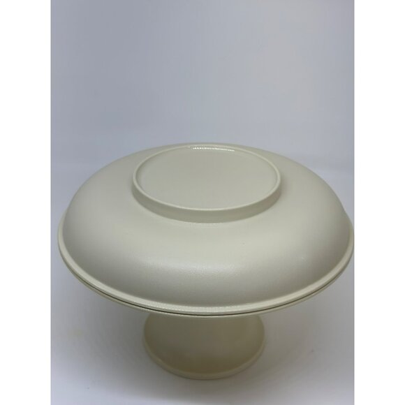 VTG Tupperware Mini Serve-It-All 5.25" Tall Cake / Pedestal Server Almond Color - Picture 3 of 9